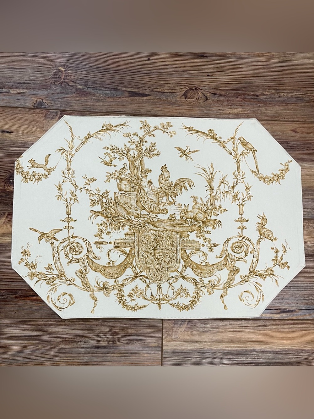 4 Williams-Sonoma Cotton Placemats Beige Gold French Country Toile Cotton Italy - Picture 5 of 9